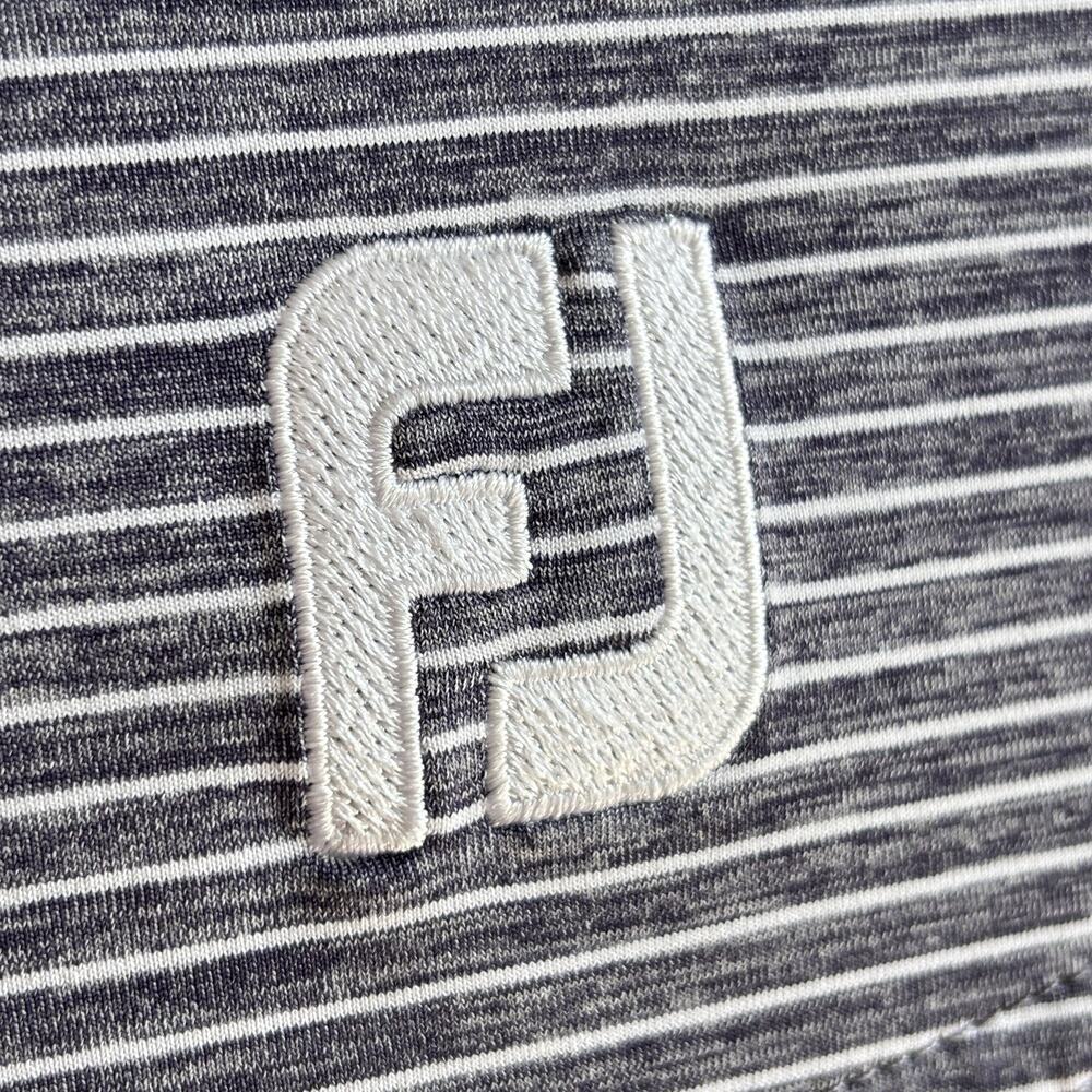 FJ FootJoy Golf Polo Shirt Men’s Medium Heather Gray & White Performance Stretch - Picture 10 of 11